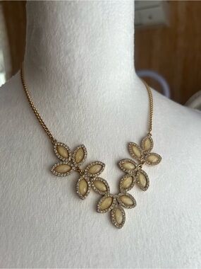 Icing Gold Floral Necklace with Cream Stones and Crystals